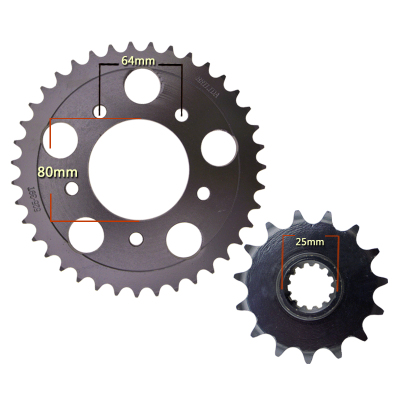

For CB-1 Motorcycle Front & Rear Sprocket geartransmission (525) 15T/39T Black