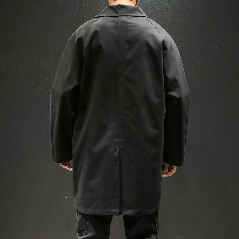 

New Autumn Mens Trench Jacket Male Pockets Overcoat Casual Solid Coats Long cotton trench coat Black Army green Streetwear