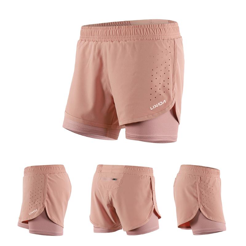 

Lixada Women 2-in-1 Running Shorts Quick Drying Breathable Active Training Exercise Jogging Cycling Shorts with Longer Liner, Black