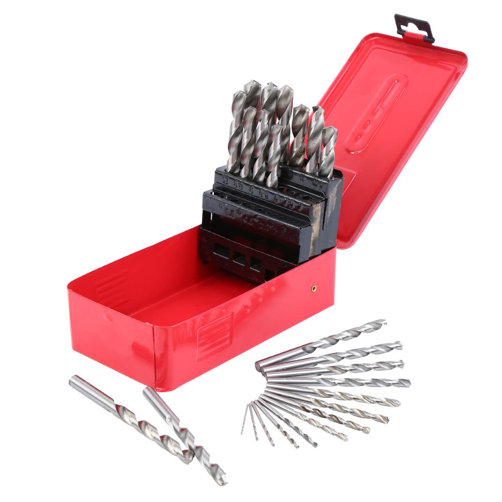 

Yonntech 25pcs/Set Twist Drill Bit Set HSS DIN338 Drill Bit 1-13mm for Woodworking Metal