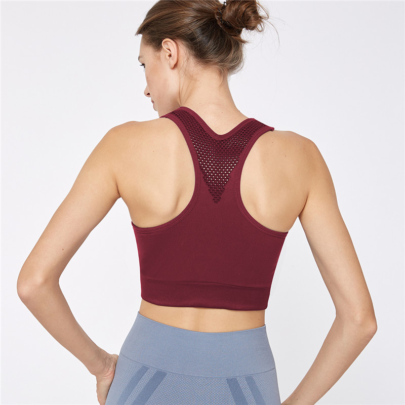 

NEW No steel ring yoga vest sports underwear quick-drying running shockproof large size seamless GYM workout running women bra, Pink