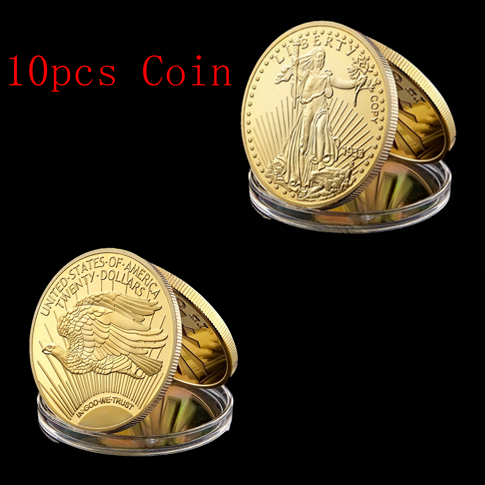 10pcs 1933 Liberty Gold Coins Craft United States of America Twenty Dollars In God We Trust Challenge Commemorative US Mint Coin-image-529471955