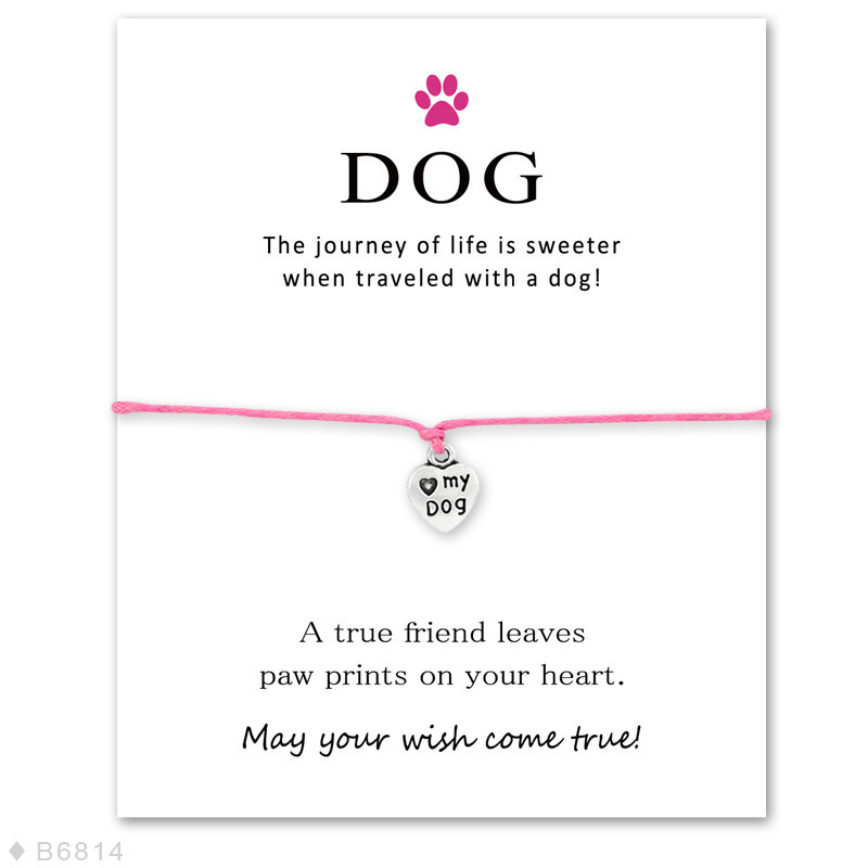 

Girls Adjustable Dog Statement Red Jewelry With Card Silver Love Dog Charm Bracelets For Women
