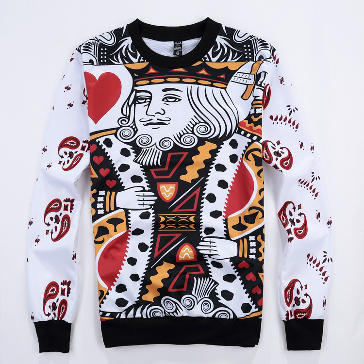 Designer Hoodie Poker 3D Hoodies Hommes Femmes Harajuku Sweats Nouvelle Impression Coeur Rouge K Poker 3D Hoodies Hommes Casual Sweats