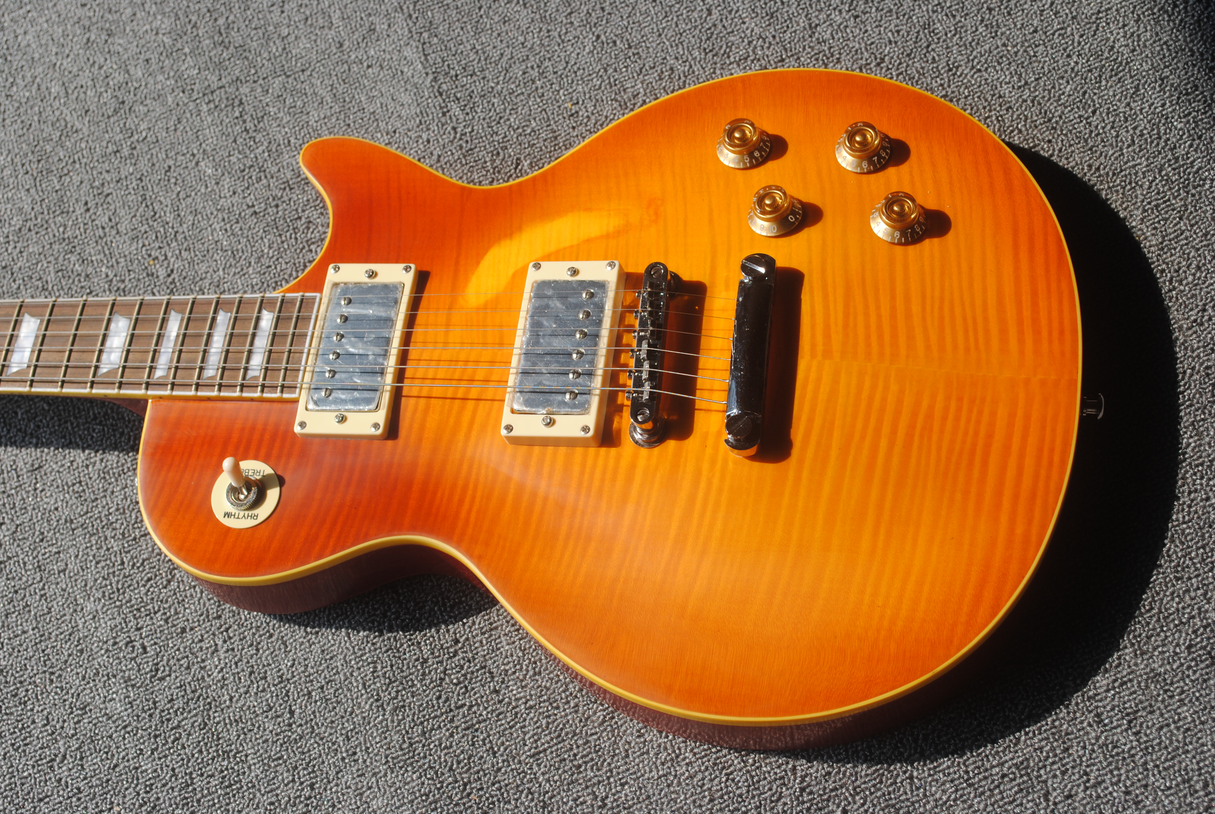Made in China, new tiger top custom, yellow LP guitar, can customize all kinds of electric guitar, free delivery 112