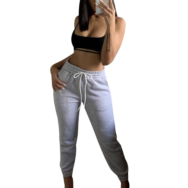 

Sexy High Waist Hip-hop Pants Drawstring Elastic Sweatpants Jeggings Women' Ladies Jogger Long Pants Trousers -XL, Gray