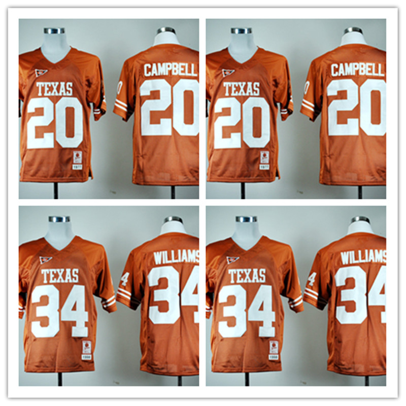 

NCAA High Quality Mens jerseys 34 Connor Williams 20 Earl Campbell College Texas Longhorns football sport men shirt