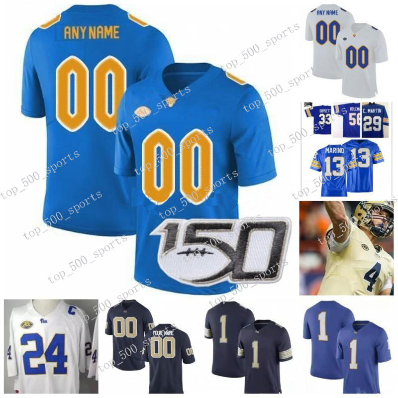 

Custom Pittsburgh Panther Pitt Football Navy Blue Royal Gold White Any Name Number 8 Pickett Ffrench Hamlin Tipton Patti Weaver Jersey, Colour 2