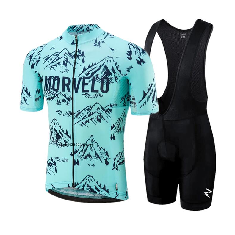 

NEW cycling jersey short sleeve summer morvelo 2019 bib shorts bicycle clothes drying fast breathing roupa maillot cycling set, As picture