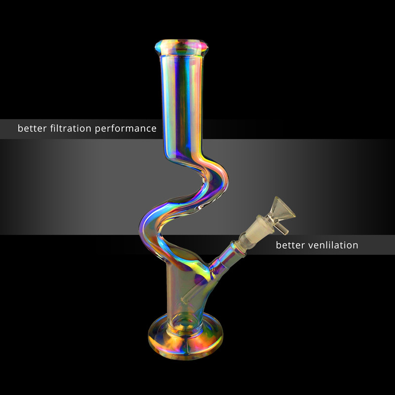 

colorfull 12 inch tall Color focus Glass beaker Bongs Recycler water Bong beauty Dab oil Rigs bong 14mm Water Pipes With downstem bowl