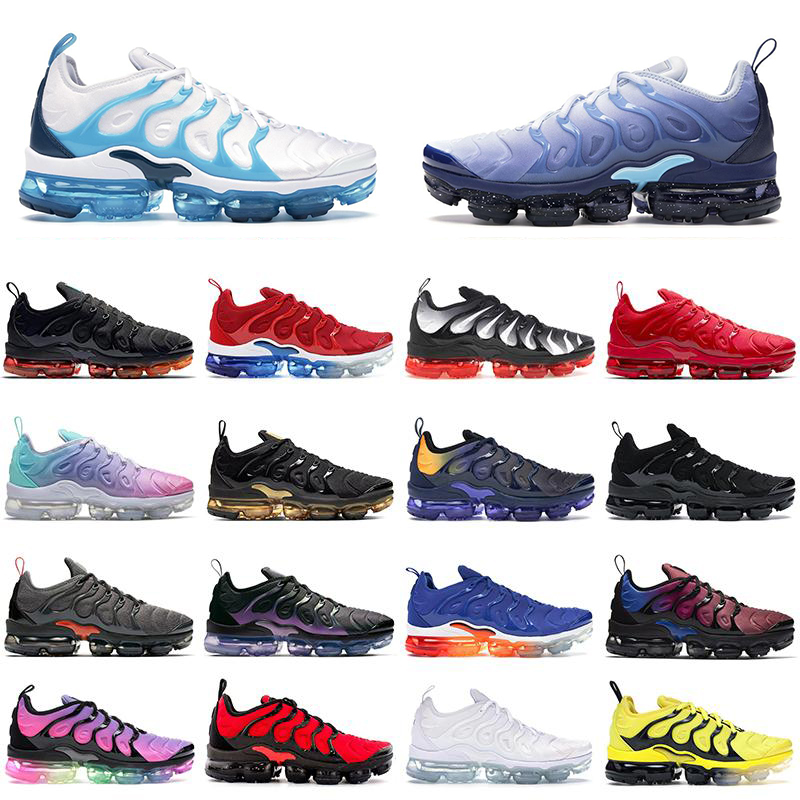 

tn plus mens running shoes triple black white Bred Black Volt Bleached Aqua Blue Fury beture womens chaussures zapato sports sneakers, Olympic