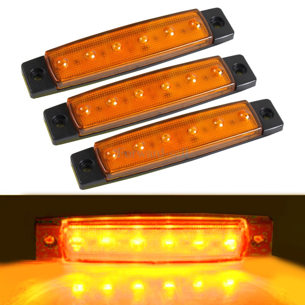 

10 Pcs Amber 3.8" 6LED Side Marker Indicators Light Truck Trailer Boat, As pic