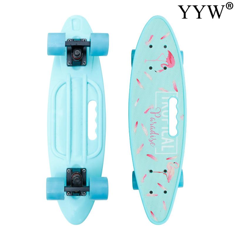 

Longboard Four-Wheel Skate Board Skateboard Deck With Led Flashing Wheels Fashion Skateboard For Adult Kids 6 Colors, White