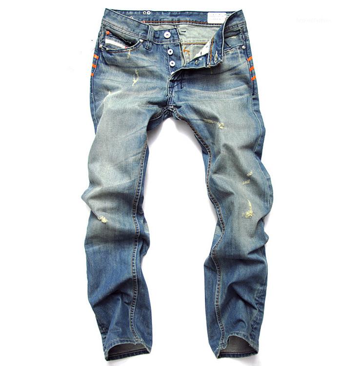 19SS Hommes Slim Casual Pantalon Élastique Hommes Pantalon Bleu Clair Qualité Fit Lâche Coton Denim Marque Jeans Pour Cadeau D'anniversaire De No