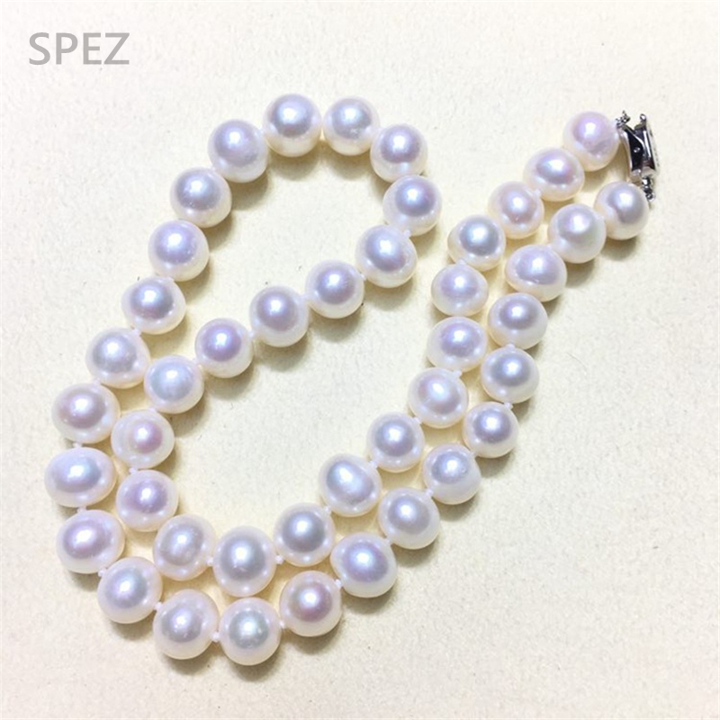 

2020 Fashion White Pearl Necklace 8-9mm High Quality Natural Freshwater Pearl Choker Necklaces For Women Jewelry Gift SPEZ