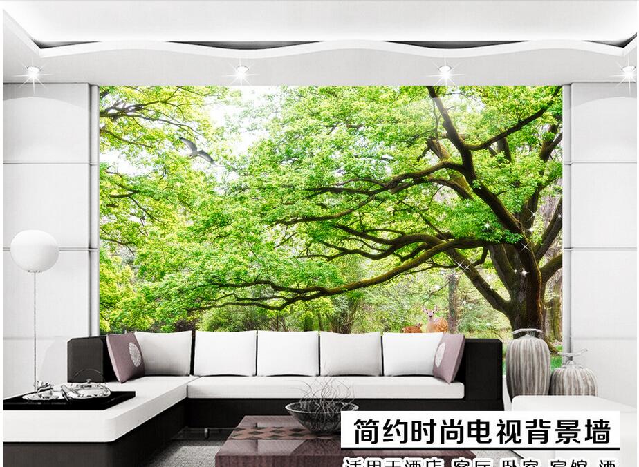 

custom photo mural 3d wallpaper Green big tree landscape background living room home decor 3d wall murals wallpaper for walls 3 d, Non-woven