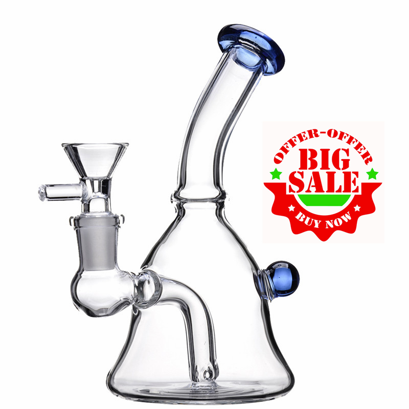 

6" Glass Beaker Bong Water Pipe Hookahs With Bowl Thick Bongs Female Joint Bubbler Oil Rig