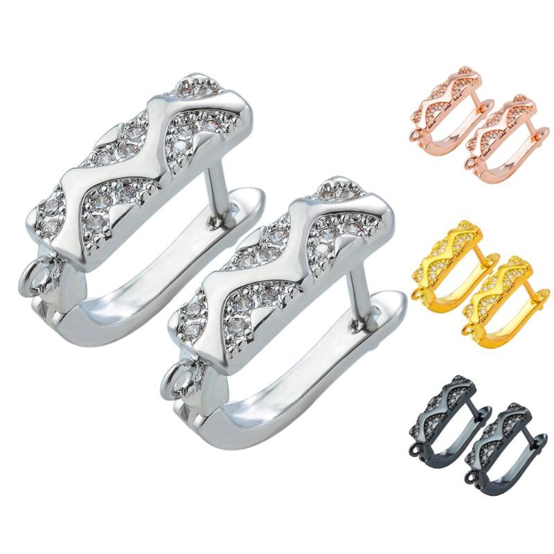 

Other Charm Brass Gold / Silver Earrings Hook Accessories Zirconia Crystal Stud Hooks For Handmade Earrings, Jewelry Making