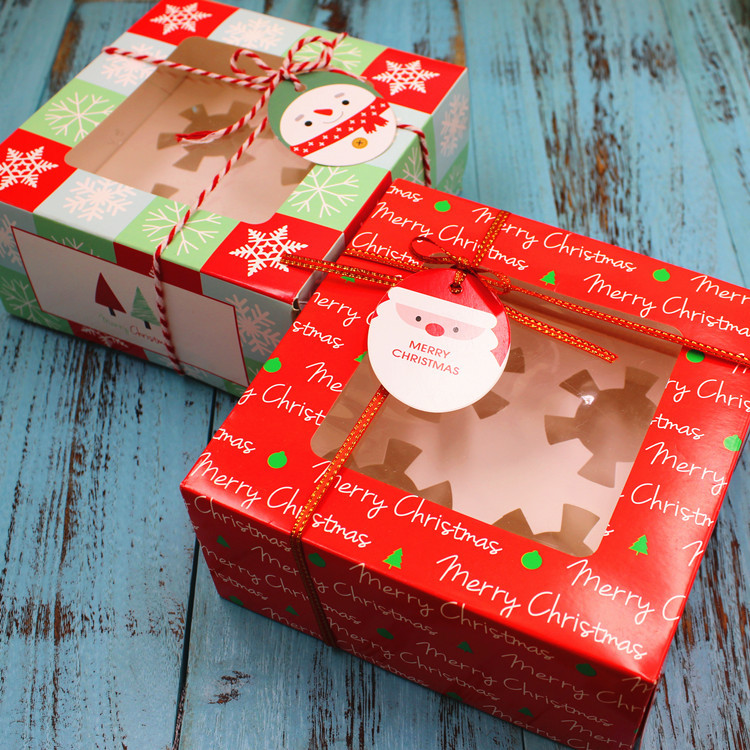 

1 pieces Christmas cake box 4 cups cake packaging box Cupcake open window