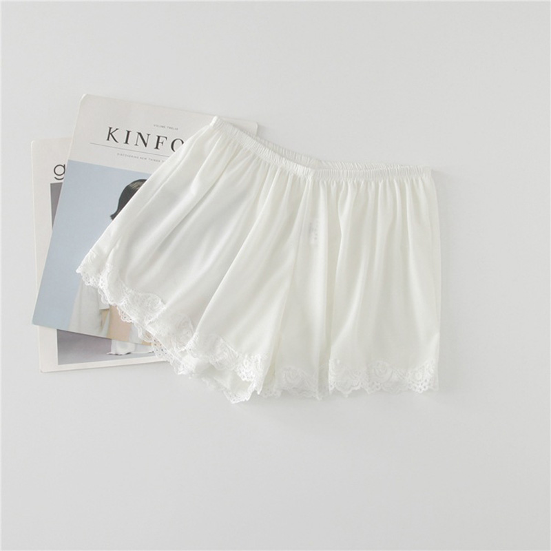 

Summer women's shorts casual solid color lace decorative loose shorts, Black