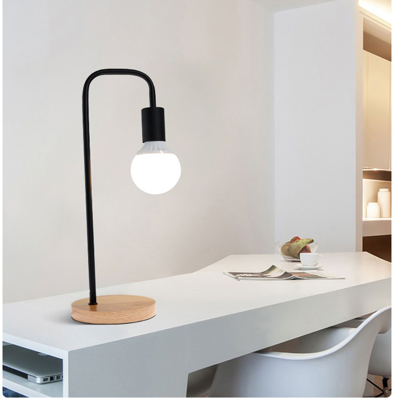 compre lampara de escritorio moderna de madera nordica de noche de madera dormitorio simple lamparas de mesa de metal muliticolor tabla accesorios