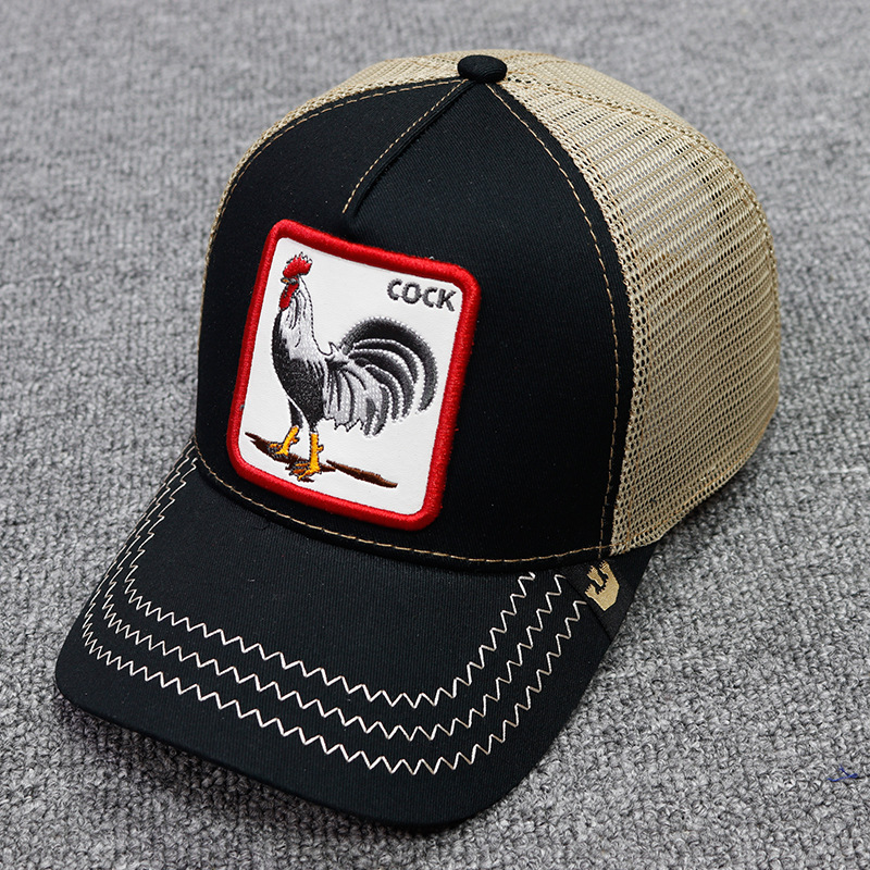 Cock Black Gold Snapback Mesh Trucker Hat Cap  Rooster Dick Chicken
