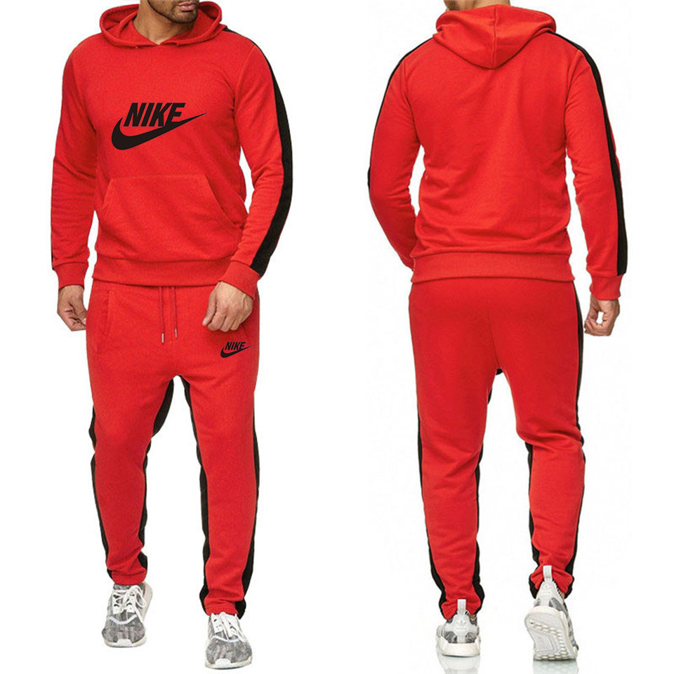 red nike jogging suit mens