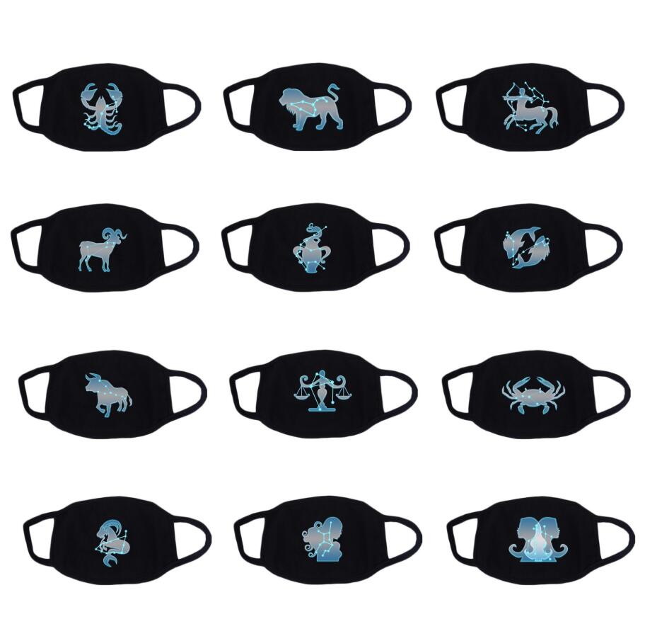 

3D Printing Cartoon 12 Constellation Mouth Mask Hanging Ear Personality Funny Washable Reusable Cotton Face Masks Custom Made LOGO