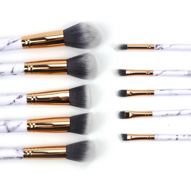 

10pcs/set Marble Makeup Brushes Blush Powder Eyebrow Eyeliner Highlight Concealer Contour Foundation Make Up Brush Set