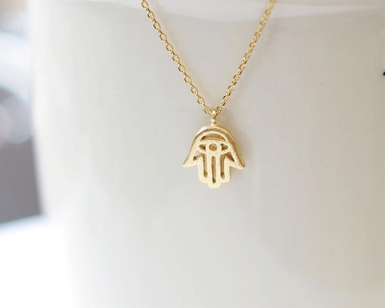Line Khamsa Chamsa Hamsa Necklace Buddha God Hand Palm Pendant Clavicle Chain Necklaces for Religion-image-530052367