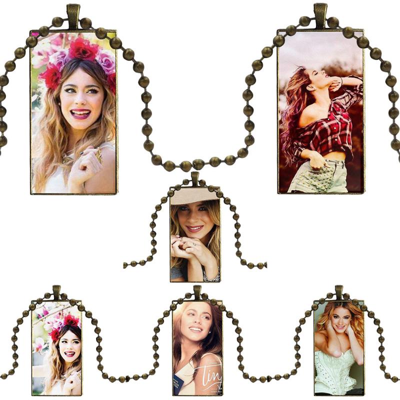 

Glass Cabochon Pendant custom necklace Rectangle Fashion custom necklace For Girls Best Gift Martina Stoessel Signed