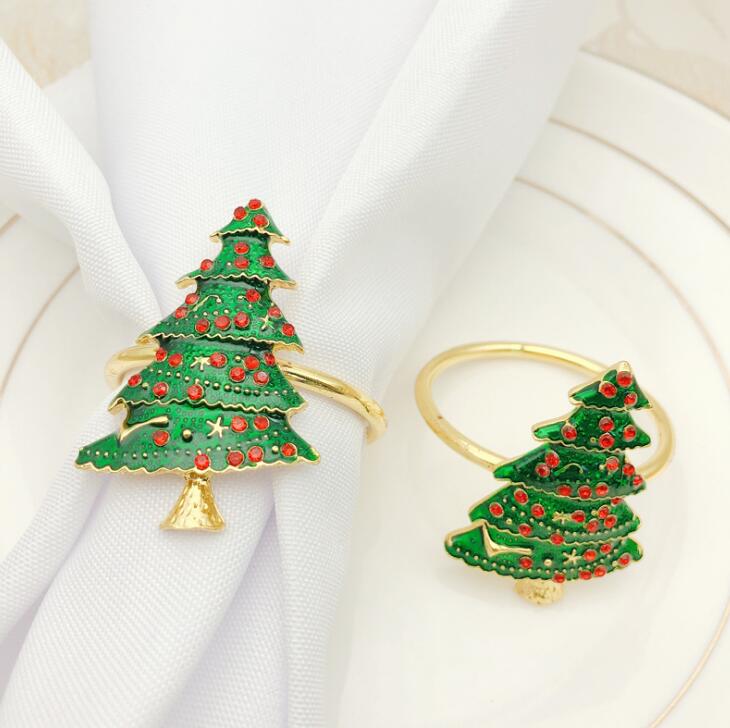 Christmas tree Napkin Rings buckle cloth ring napkins series metal paper towel buckles-image-535848110