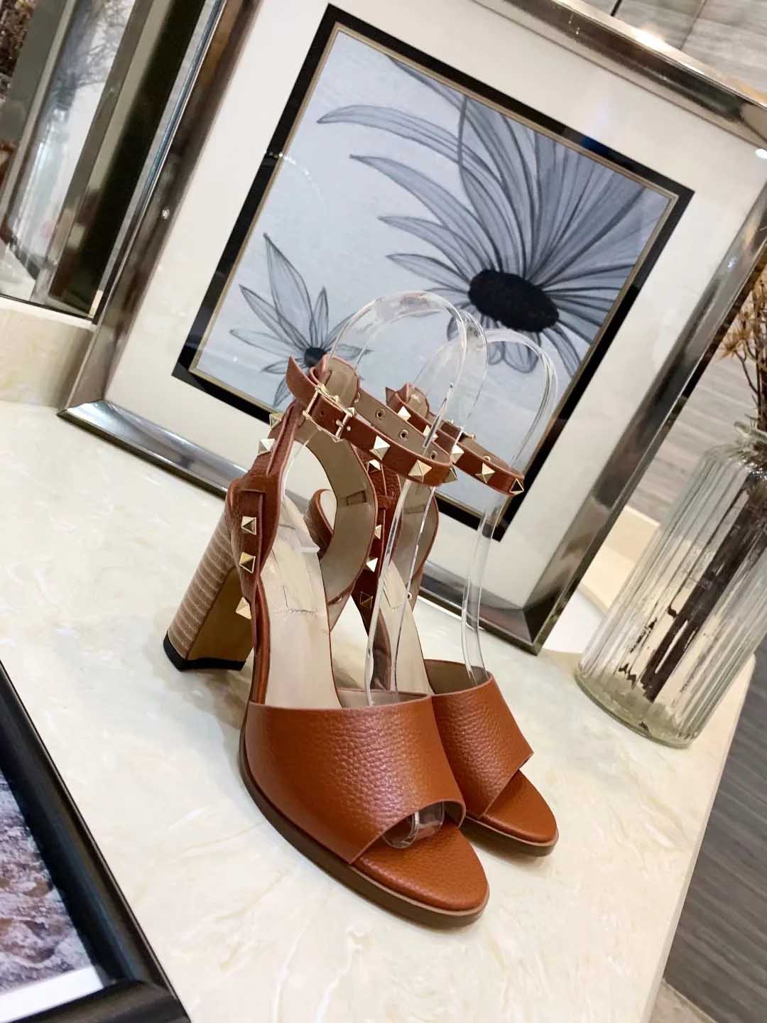 

Hot Sale-Colorful Heels 8.5cm Sandals Pumps Ladies Patent Leather Dress Single Shoes heels for female, Brown
