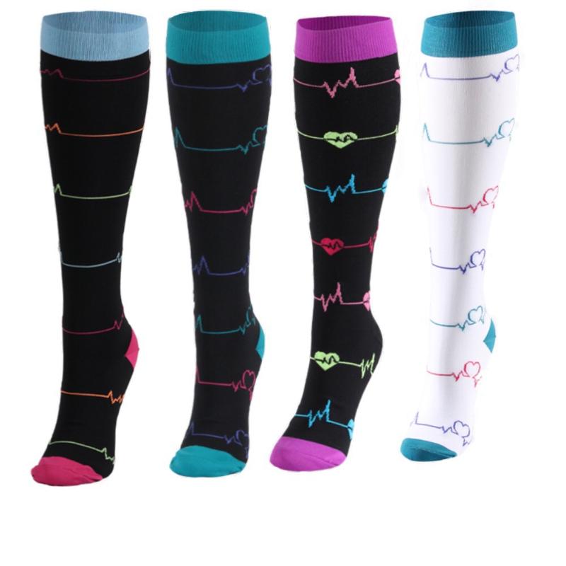 

Compression Socks Nurses Knee High Stocking Running Pressure Socks Sports Circulation Athletic Varicose Veins Travel, White