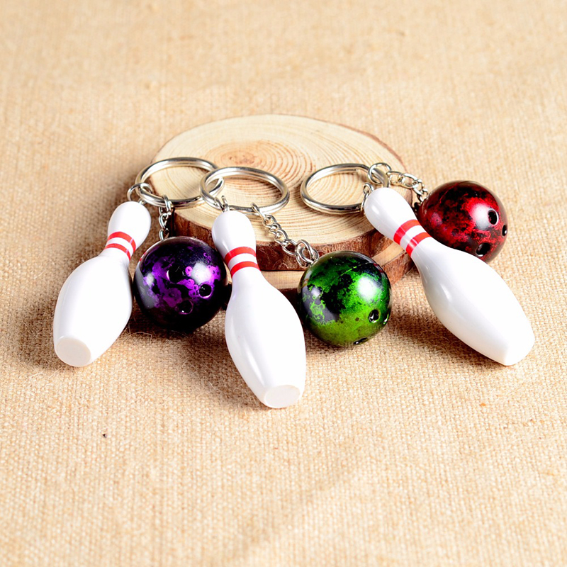 

3D Bowling Ball Key Chains Multiple Color Casual Sporty Style Men Women Teenager KeyRing KeyChain 4 colors