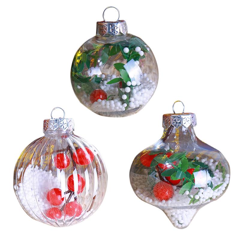 

NEW Arrival Romantic Design Christmas Decorations Ball Transparent Can Open Plastic Christmas Clear Bauble Ornament Gift Present