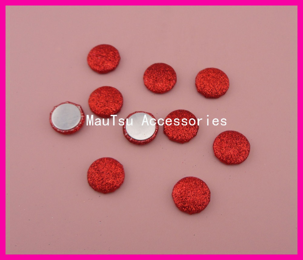 50PCS 20mm Hot Red Glitter covered Round Buttons glitter beads with flat back as hair accessories and jewelry accessories-image-436129266