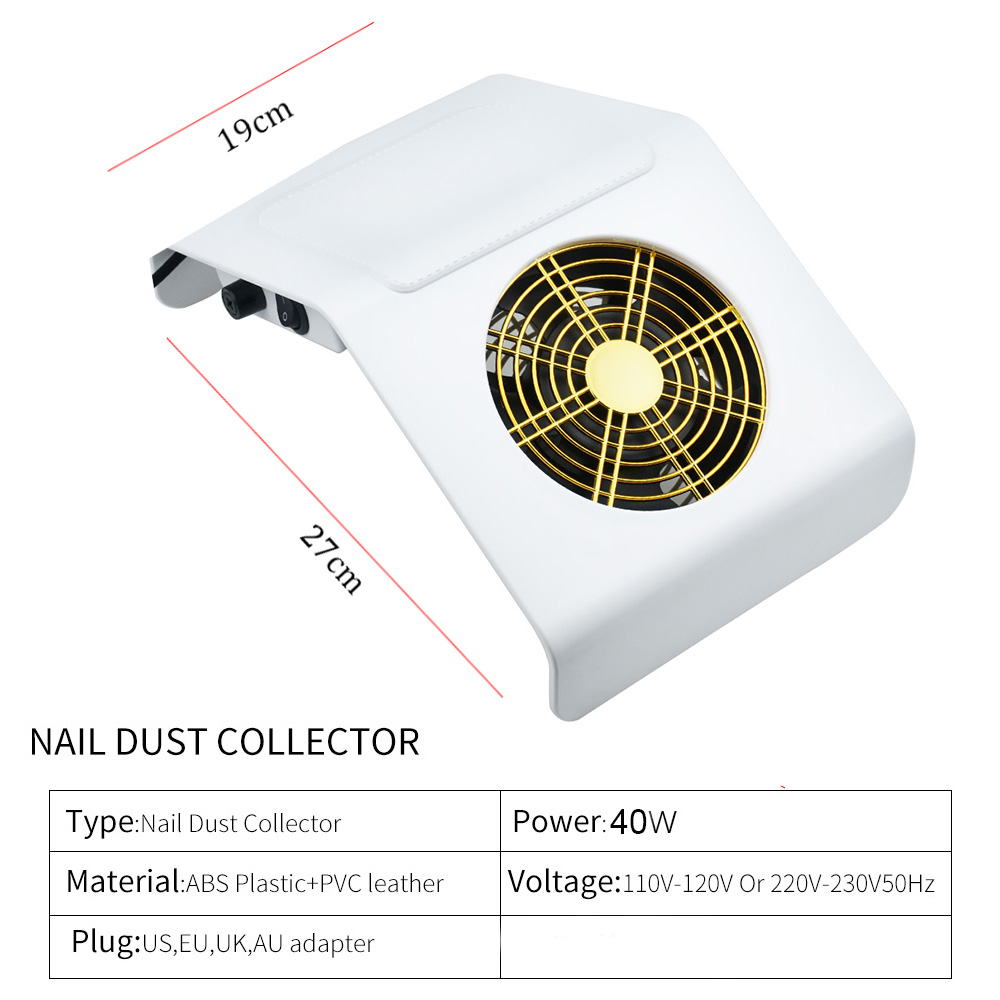 

40W Powerful Nail Dust Suction Collector Vacuum Cleaner Nail Salon Tools Nail Art Equipment with 2 Dust Collecting Bag, Pink