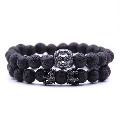 

2PCS/set 2019 bead Charm bracelet buddha bracelets paracord natural stone lion bracelet men pulseras hombre bracciali uomo mens bracelets