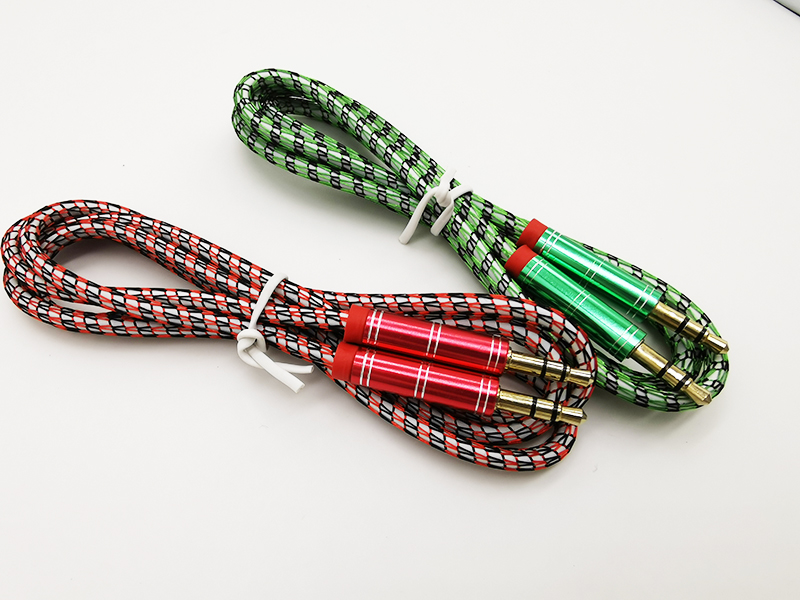 AUX Audio Cable Double Male 1m Diameter 3.8 3.5mm Connector Fabric Braided Nylon via Dhl 200+-image-490242159