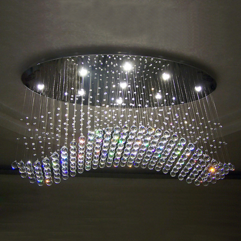 

Free shipping oval curtain wave modern chandeliers crystal lamp living room lamp hotel lighting size:L750*W250*H650mm
