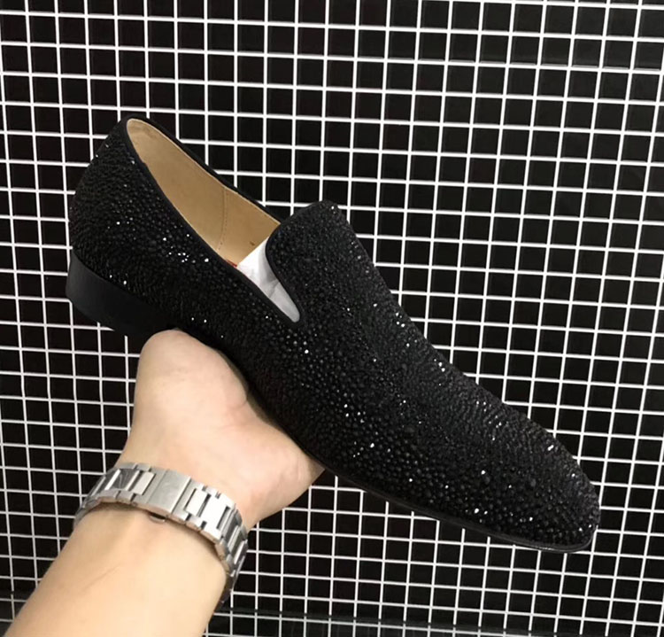 

Brands New Business Gentleman Wedding Party Dress Fashion Men Red Bottom Loafers Water Dril Fashion Shoes Walking Comfortable Shoes EU39-46, Black