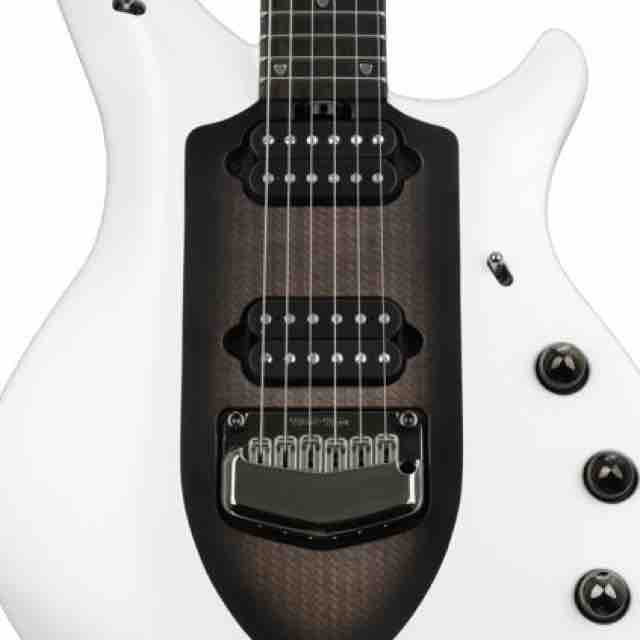 

Custom Shop Ernie Ball Music Man John Petrucci Majesty White (Black Center) Electric Guitar Tremolo Bridge, Active Pickups & 9V Battery Box