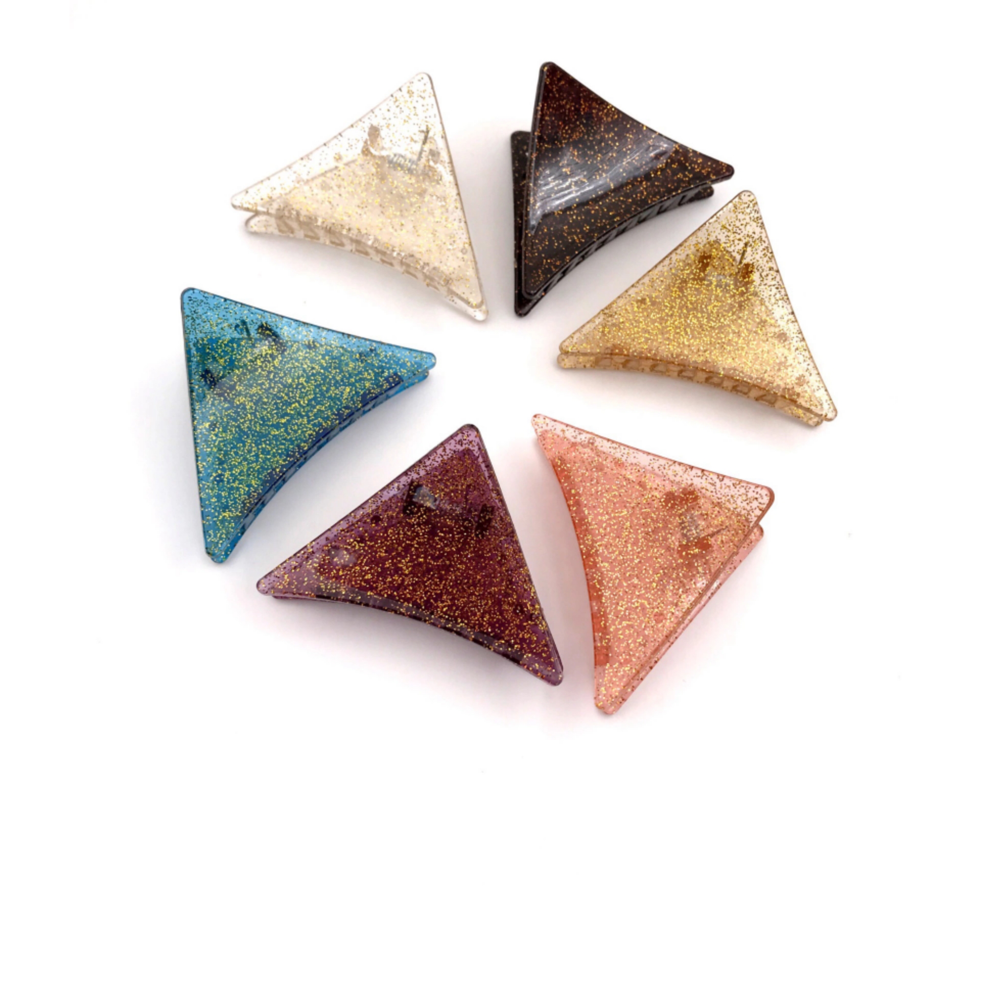 

Fashion European and USA Hot Selling Hair Clips Claw Grip for Women Girls Acetate Material Triangle Shinning Hairpins