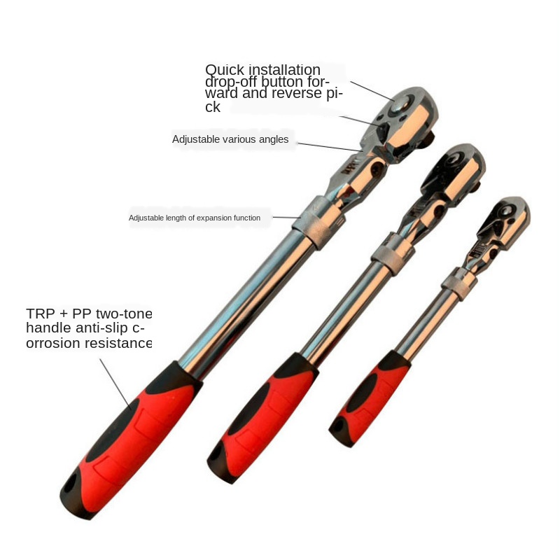 

72Teeth Ratchet Spanner Automatic Quick Release Fast 1/4 1/2 3/8 Can Adjust 90 Degrees Scaffold Ratchet Handle Wrench