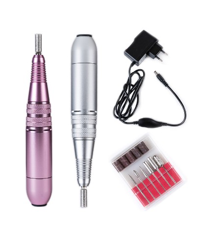 

Pink Silver Portable Nail Drill Machine For Manicure Electric Nail Cutter 25000rpm 110-240V Metal Easy to Operate Pen Shape
