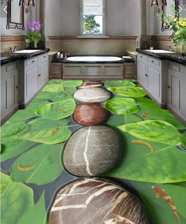 

3d pvc flooring custom photo Waterproof Self-adhesive floor Pebbles leaves stickers home decor living room wallpaper for walls 3 d, Customize