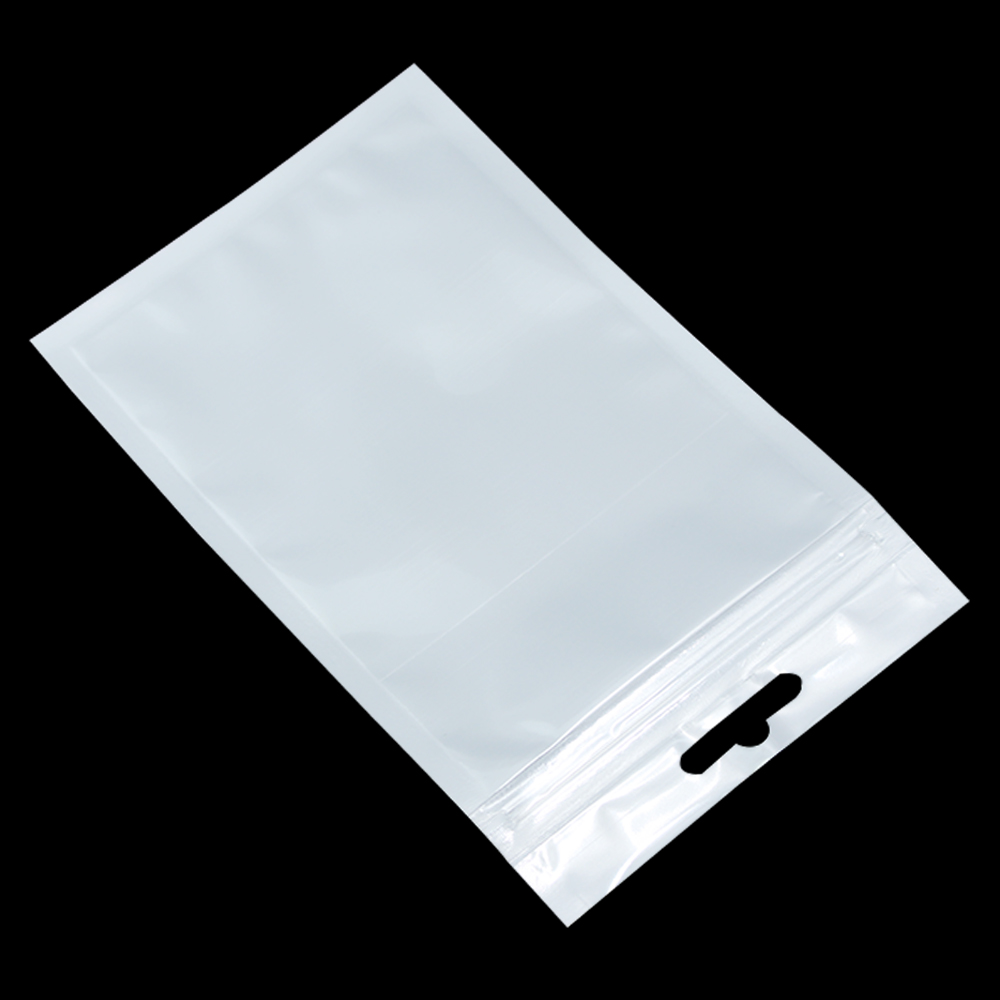

100PCS/ Lot White Clear Zipper Plastic Package Bags With Zipper Self Sealed Transparent Zip Poly Packaging Bag With Hang Hole 13 Sizes