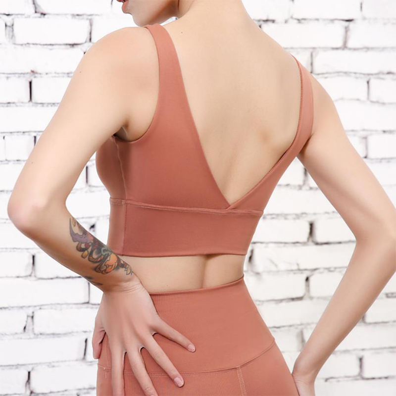 

2020 Sexy Back Sports Bra Women Solid Yoga Tank Crop Top Fitness Push up Gym Shockproof Shirt Running Athletic Quick Dry Vest, Black