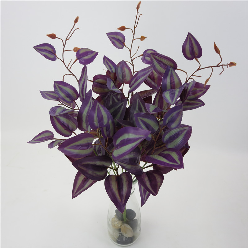 

28cm Artificial Silk Purple Eyebrow Leaves Branch For Home Wedding Party Decor Craft Multicolor Fall Vivid Fake Flower Leaf